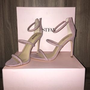 3 strap 4” heel featuring a back zip closure